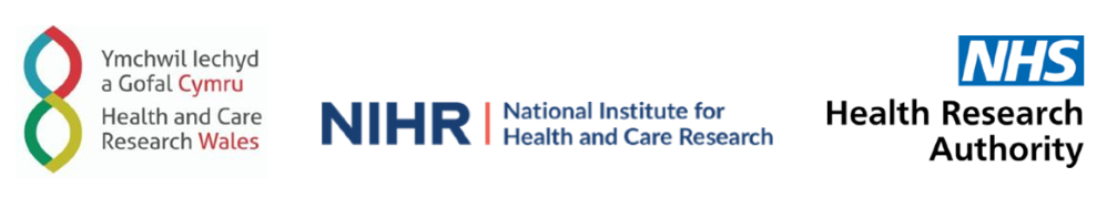 The Health and Care Research Wales logo, the NIHR logo and the Healht Research Authority logo