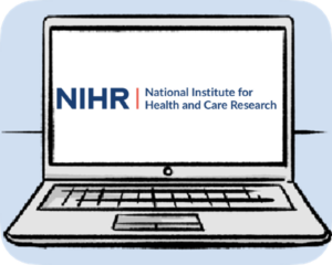 A laptop with the NIHR logo on it